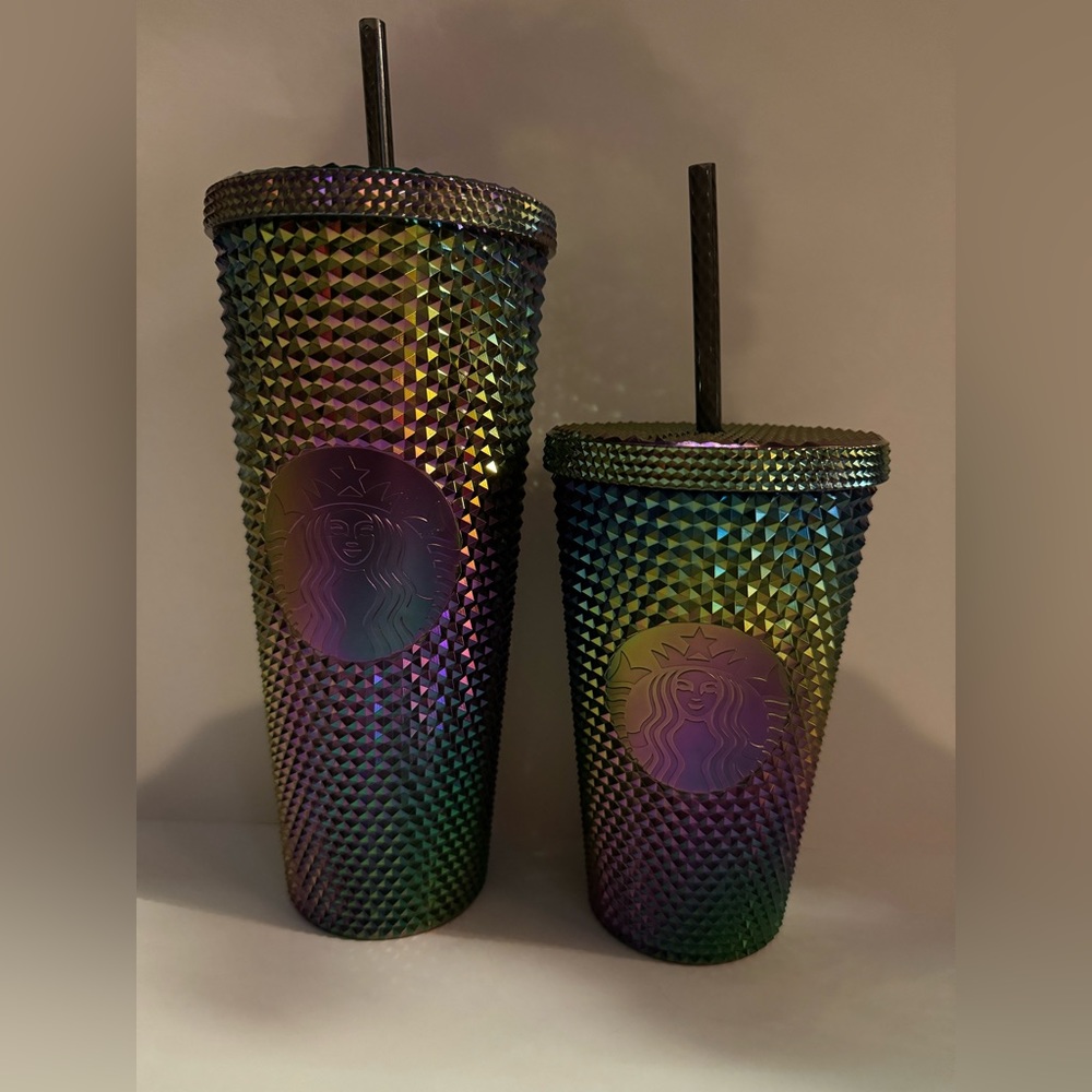Oil slick Starbucks cups